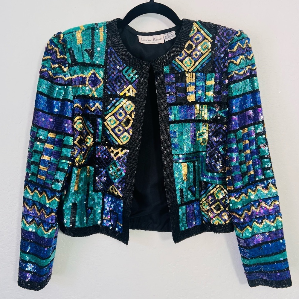Sequin Embellished Multicolor Vintage  Jacket - Picture 2 of 11